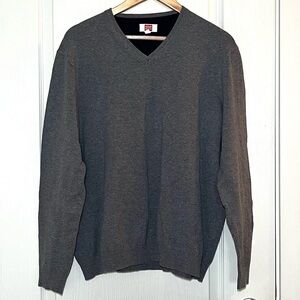Hudson North Men’s XL Gray V-Neck Sweater, Classic Office Style